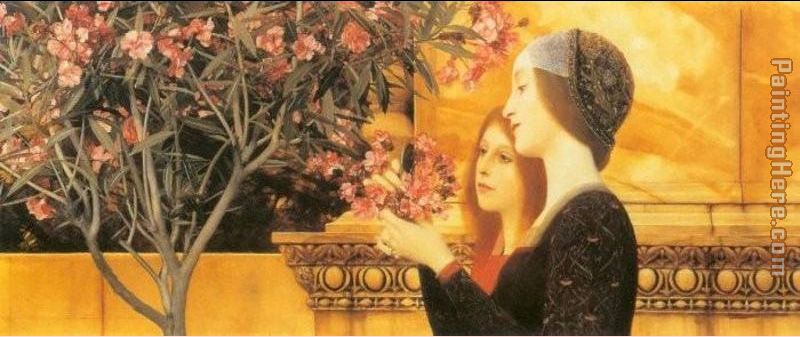 Two Girls with Oleander painting - Gustav Klimt Two Girls with Oleander art painting